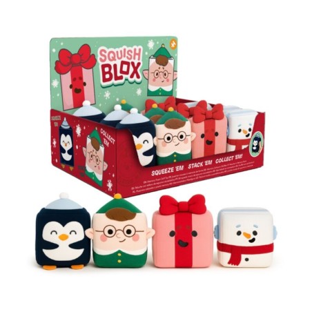 🎄🎅 Jouet Peluché à Mémoire de Forme - Squish Blox Jingle Bunch Noël (Lot de 12)