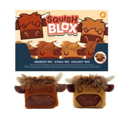 🐮🤎 Jouet Peluché à Mémoire de Forme - Squish Blox Vache des Highlands Coo Cow (Lot de 12)
